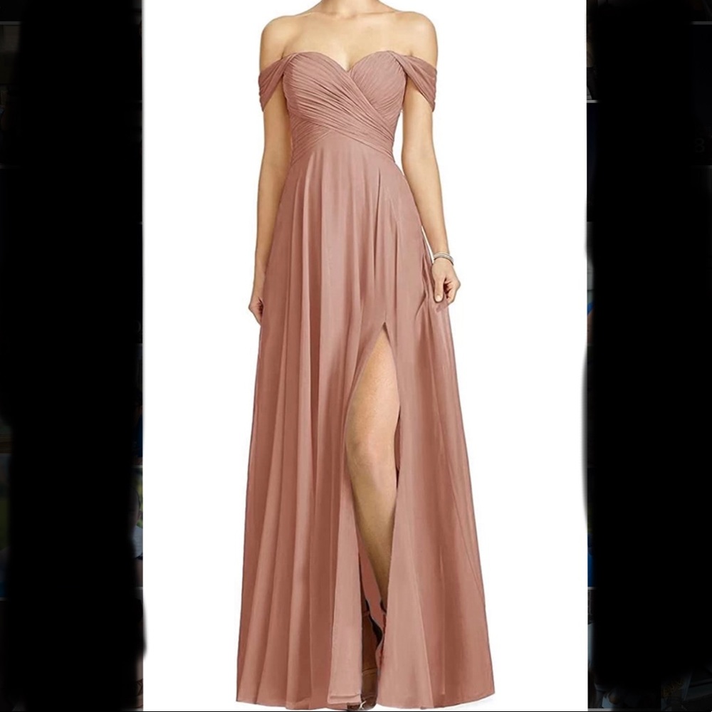 JJs House Off-Shoulder Blush Pink Wedding Dress